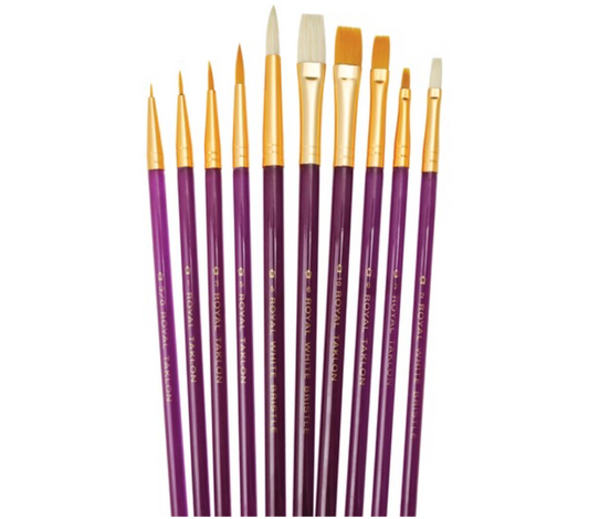 Royal Brush - Paint Brushes, SUP VAL 10 PK WHT BRIST ASST