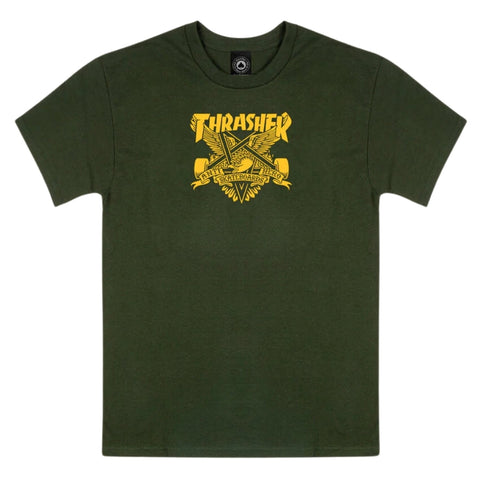 Thrasher Magazine X Antihero - T Shirt, Eaglegram. GRN/YEL