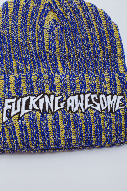 Fucking Awesome - Reflective Stripe Beanie , Yellow/Blue