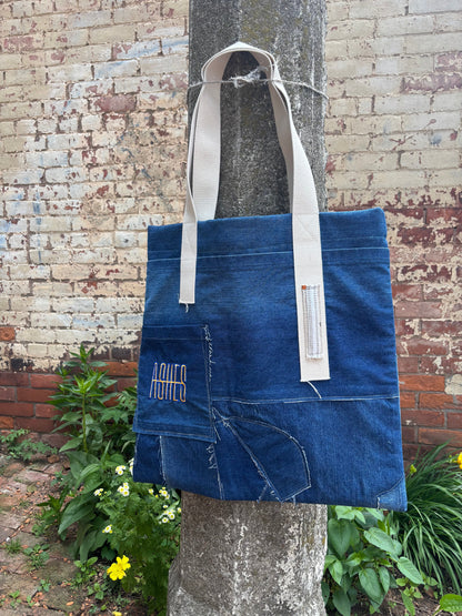 ASHES , Denim Tote Bag, One of a Kind