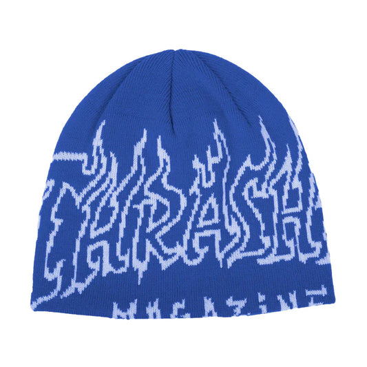 Thrasher - Beanie, Fire Outlined Skully. Blue