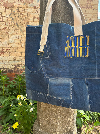 ASHES , Denim Tote Bag, One of a Kind