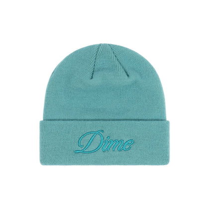 Dime - Beanie, Cursive. Teal Blue