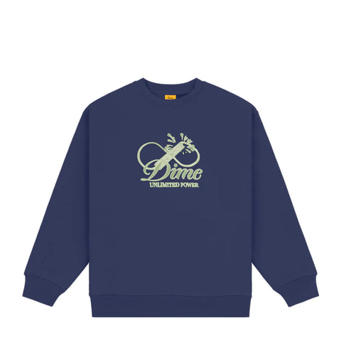 Dime - Crewneck, Cursive Power. Night Blue