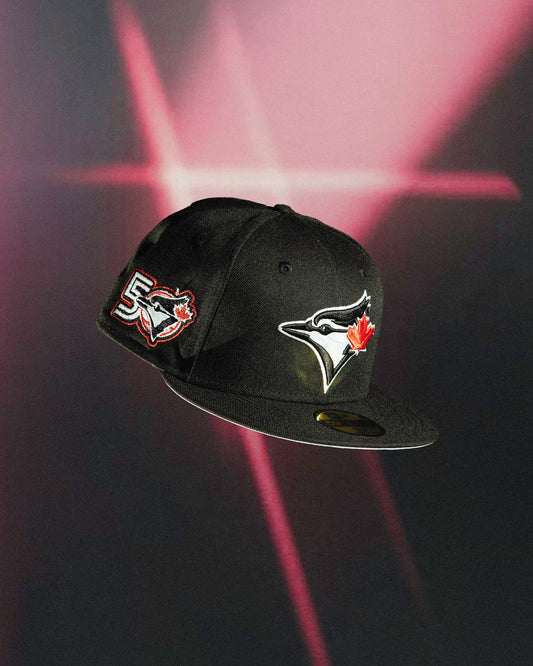 New Era Toronto Blue Jays 59Fifty Black White Scarlet 50th Fitted