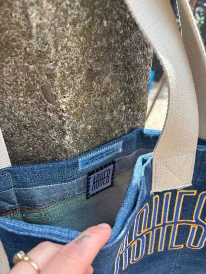ASHES , Denim Tote Bag, One of a Kind