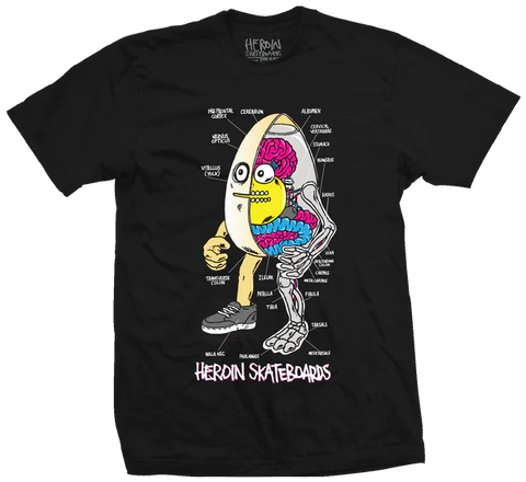 Heroin - T Shirt, Anatomy of an Egg. Black.