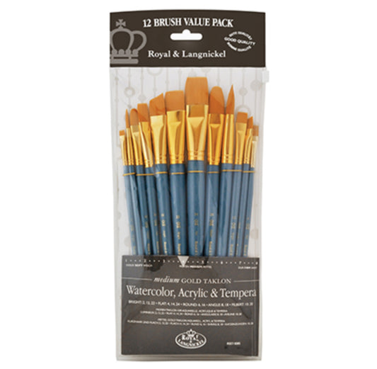 Royal Brush - Paint Brushes, VALUPAK 12PC WHT TKLN FLT S/H