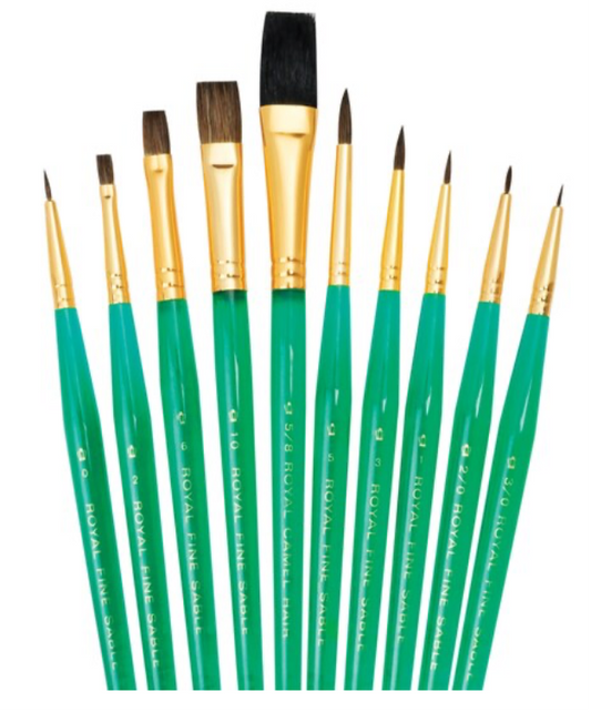 Royal Brush - Paint Brushes, SUP VAL 10 PK SBL/CAML SHT