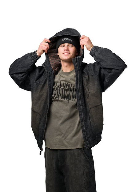 SOUVENIR - DENIM BOMBER JACKET BLACK