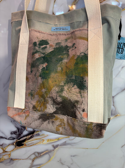 ASHES , Upcycled Canvas & Painted Drop Cloth Tote Bag