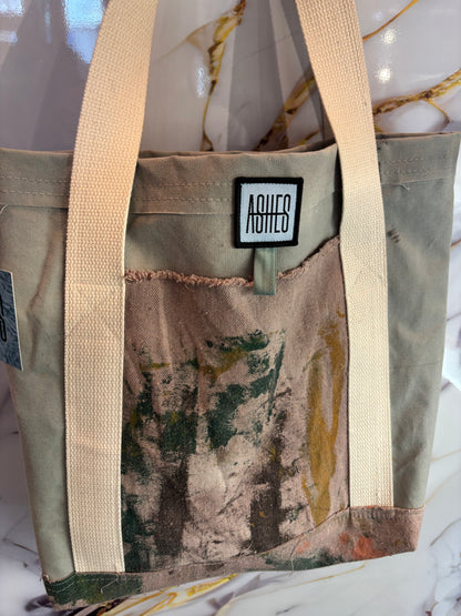 ASHES , Upcycled Canvas & Painted Drop Cloth Tote Bag