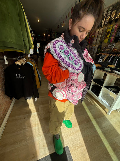 ASHES, Puffer Doily Vest , One of a Kind , Fits up to XL