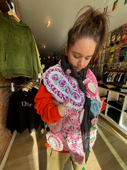 ASHES, Puffer Doily Vest , One of a Kind , Fits up to XL