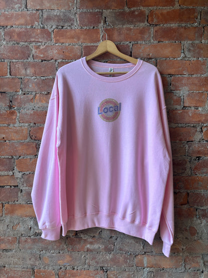 Rhinestone Local Tide - Crewneck Sweater , Bubblegum Pink