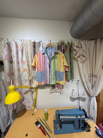 Art Attack , Camp Shirt , One of a Kind, Fits up to XL