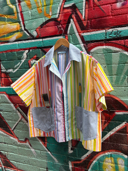 Art Attack , Camp Shirt , One of a Kind, Fits up to XL