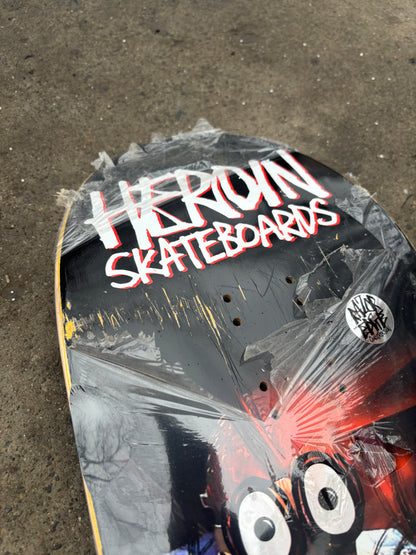 SCRATCHED - On Sale - Heroin Skateboard Deck Nightmare on Egg Street 9.875" x 33"