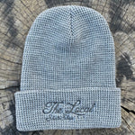 The Local - Beanie, Classic Script. Waffle Knit. Grey