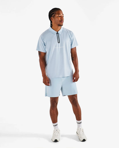 Malbon - PERFORMANCE ZIP RAGLAN POLO, SUBDUED BLUE