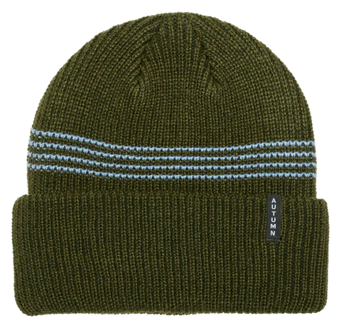 Autumn - Beanie, Mini Stripe. Army Green.