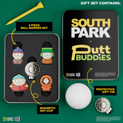 Putt Buddies - Classic South Park - 4 Piece Ball Marker Set w/ hat clip (Stan, Kyle, Kenny, Cartman)