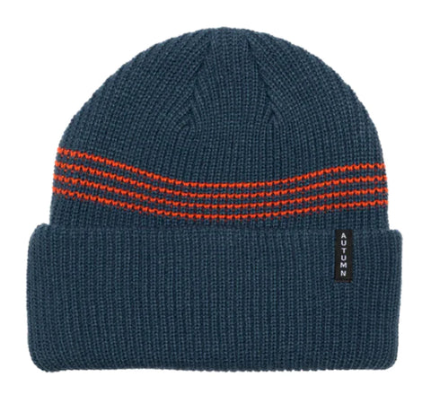 Autumn - Beanie, Mini Stripe. Slate.