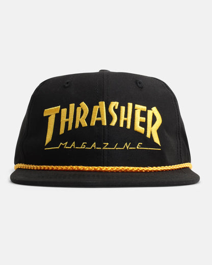 Thrasher Rope Snapback Hat - Black Yellow