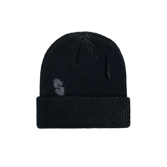 Souvenir- Two Tone Ribbed Beanie, Black