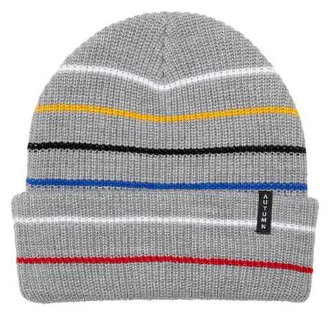 Autumn - Beanie, Multi Stripe. Grey