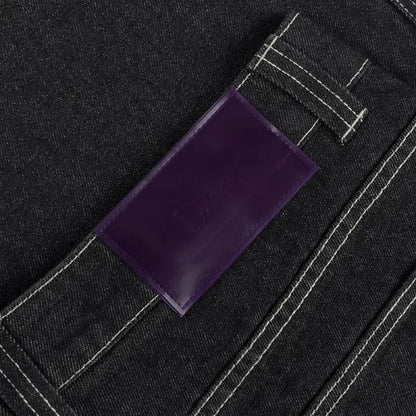 Dime Classic Relaxed Denim Pants, black/contrast stitch