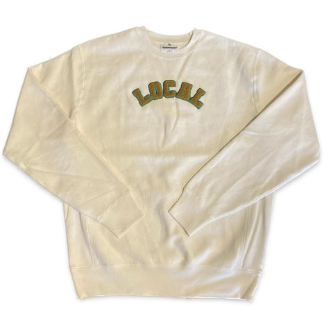 The Local - Crewneck, Chenille Local Varsity. Natural