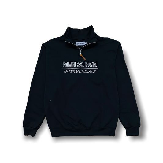 Mehrathon - 1/4 Zip Fleece, Intermondiale Embroidered. Black