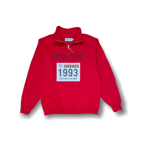 Mehrathon - 1/4 Zip Fleece, Stadium Embroidered. Red