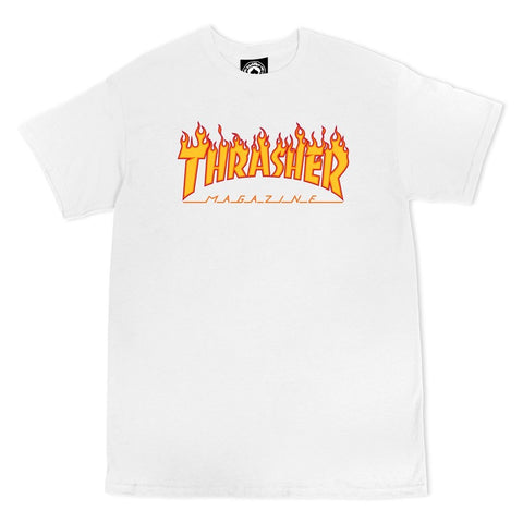 Thrasher - T shirt, Flame Logo. White